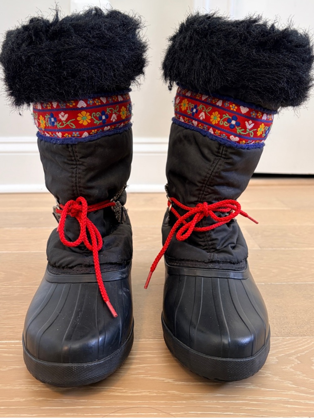 Sorel Caribou Snow Boots Women’s 9 Vintage Fur Trim Waterproof Winter Black